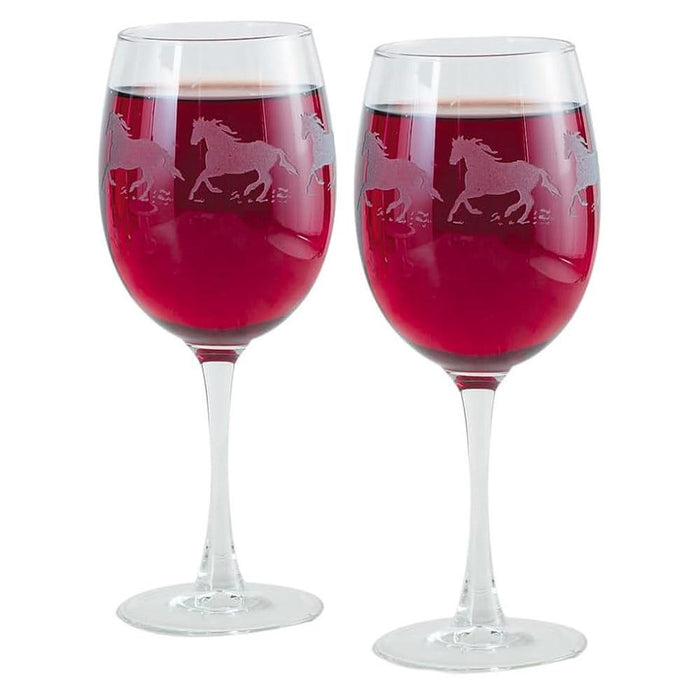 Galloping Horses 12oz White Wine Glass
