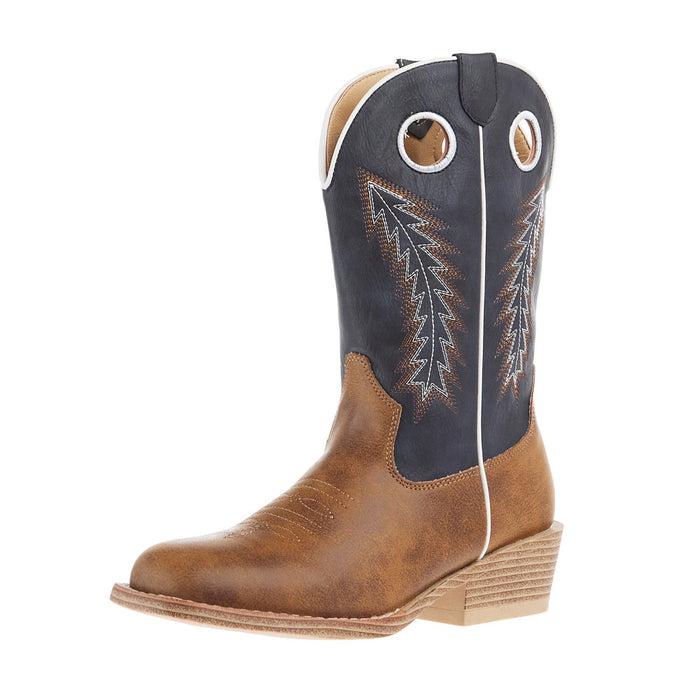 Big Kids Walker Tan Square Toe with Navy Shaft Boot