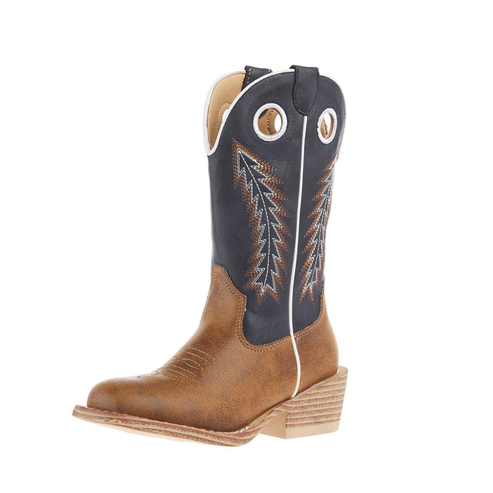 Little Kids Walker Tan Square Toe with Navy Shaft Boot