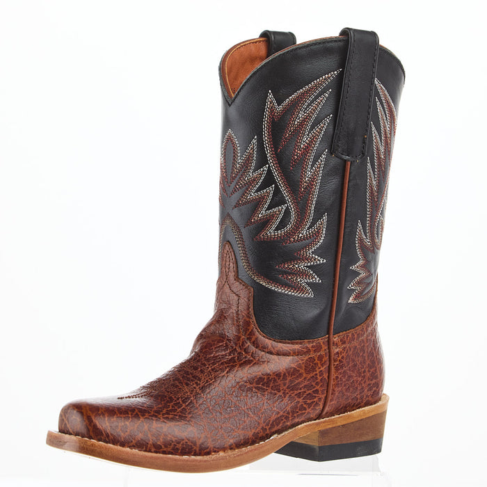 Kid`s Honey Bullfight Shoulder and Black Full Grain Cutter Toe Boot