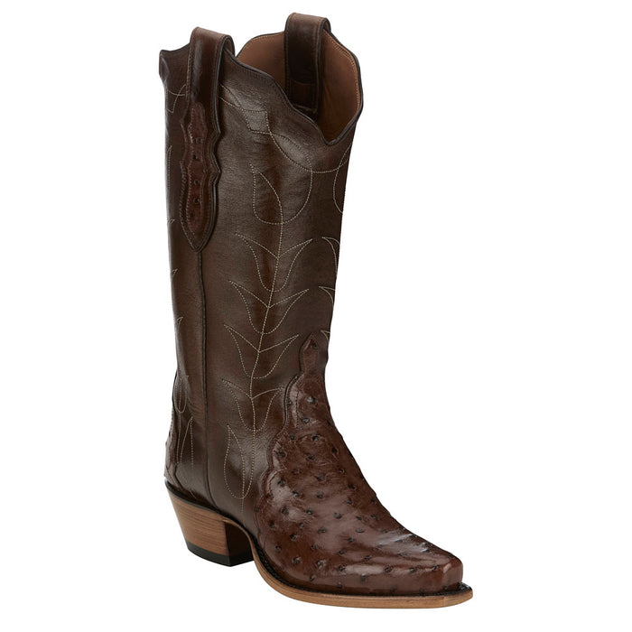 Women's Kango Tobac Full Quill Ostrich Vamp 17In Chocolate Top Boot