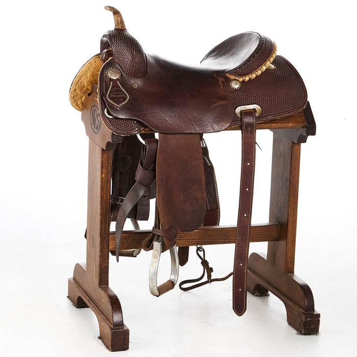 Used 16.5in 1/2 Basket Stamped Barrel Saddle