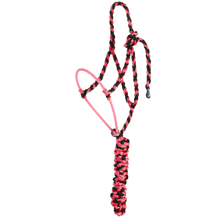 Black and Neon Pink Lariat Rope Noseband Muletape Halter