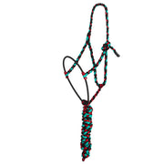 Black, Teal and Red Lariat Rope Noseband Muletape Halter