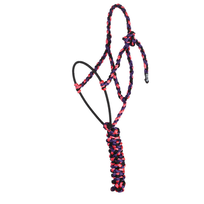 Purple, Pink and Black Lariat Rope Noseband Muletape Halter