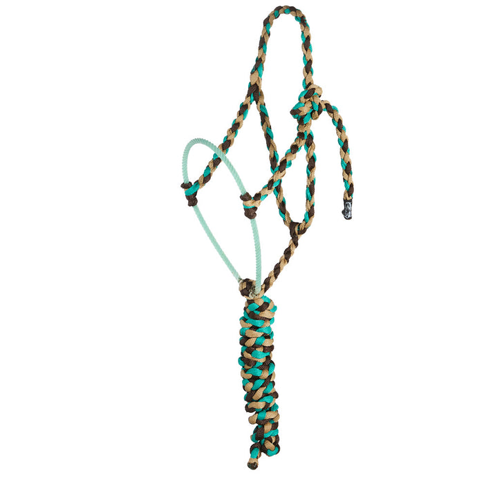 Sand, Chocolate and Teal Lariat Rope Noseband Muletape Halter