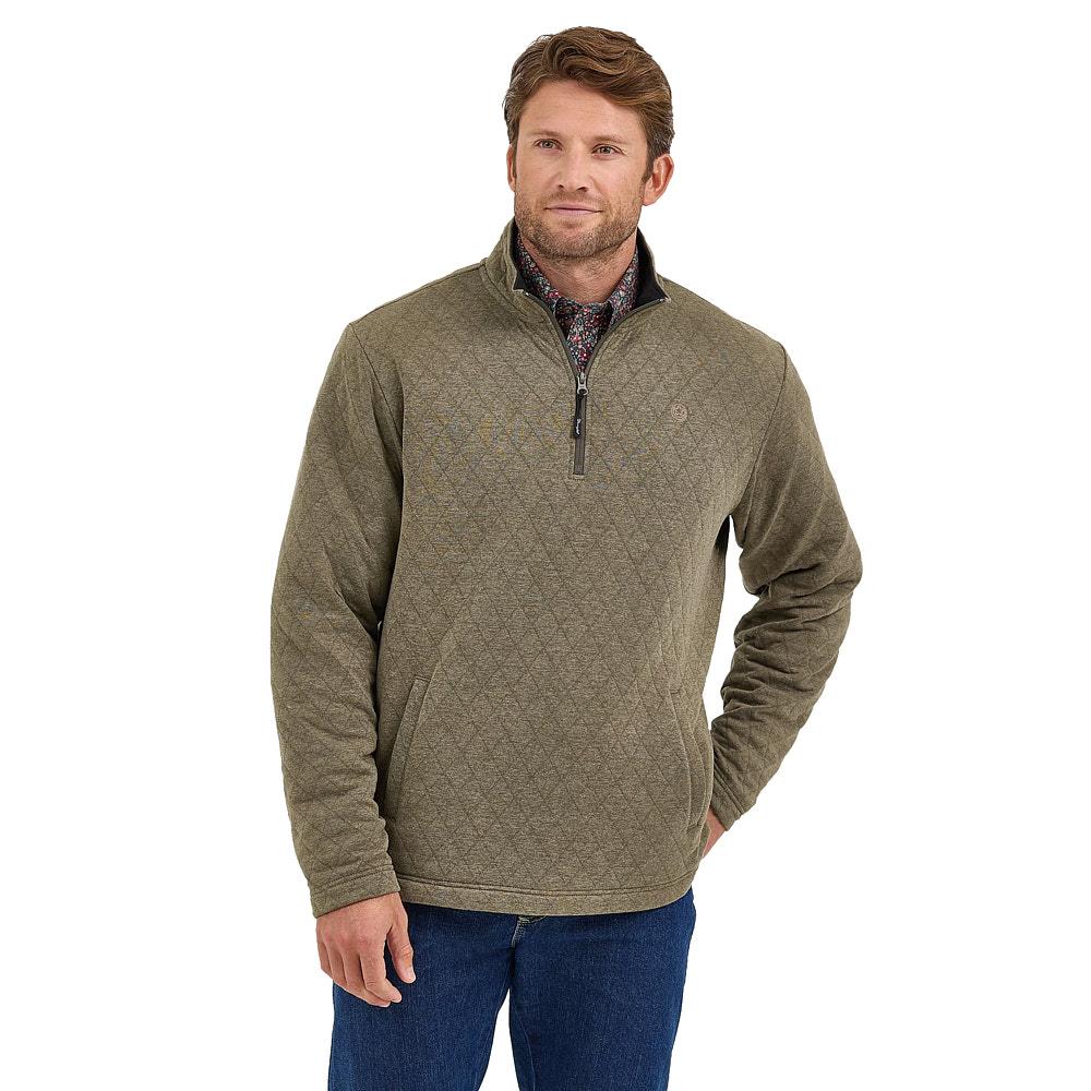 ラルフ Wrangler Men's George Strait Olive 1/4 Zip Pullover