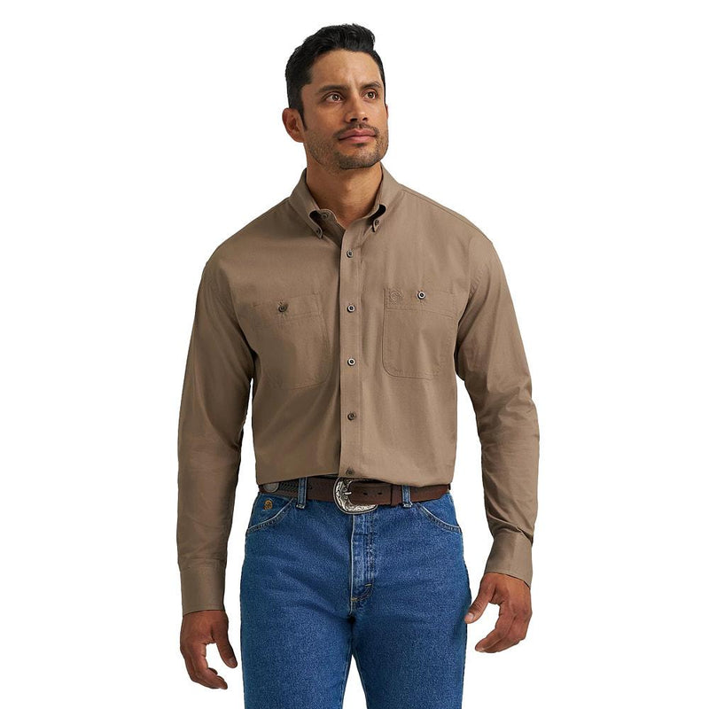 Men's George Strait Collection Button Down Walnut Solid Shirt