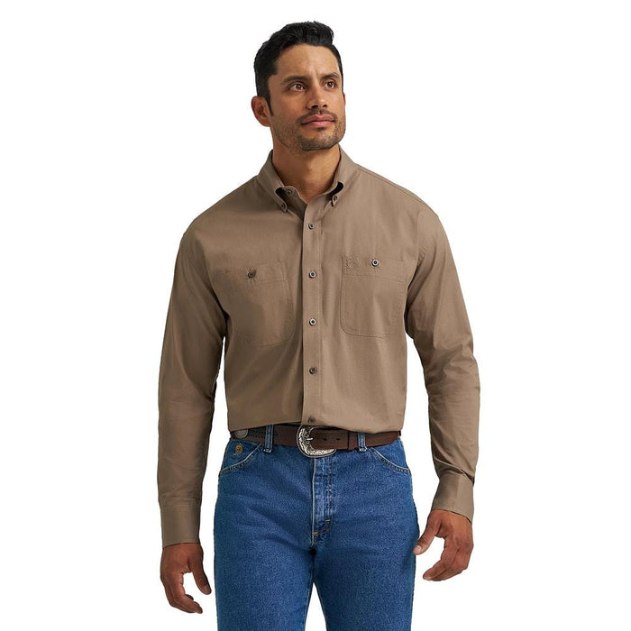 Men's George Strait Collection Button Down Walnut Solid Shirt