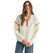 Women's Ivory Multi Colored Binding Sweater Top