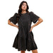 Women's Black Denim Flutter Sleeve Mini Dress