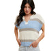 Women's Ivory & Blue Low Gauge Color Block Top