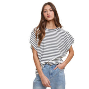 Women's White & Black Striped Knit Top