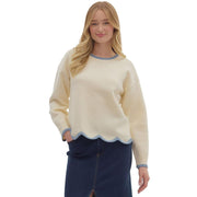 Women's Ivory with Contrast Trim Sweater
