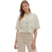Women's Cream Contrast Accent Stitch Sweater Top