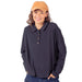 Women's Black Collared Henley Top