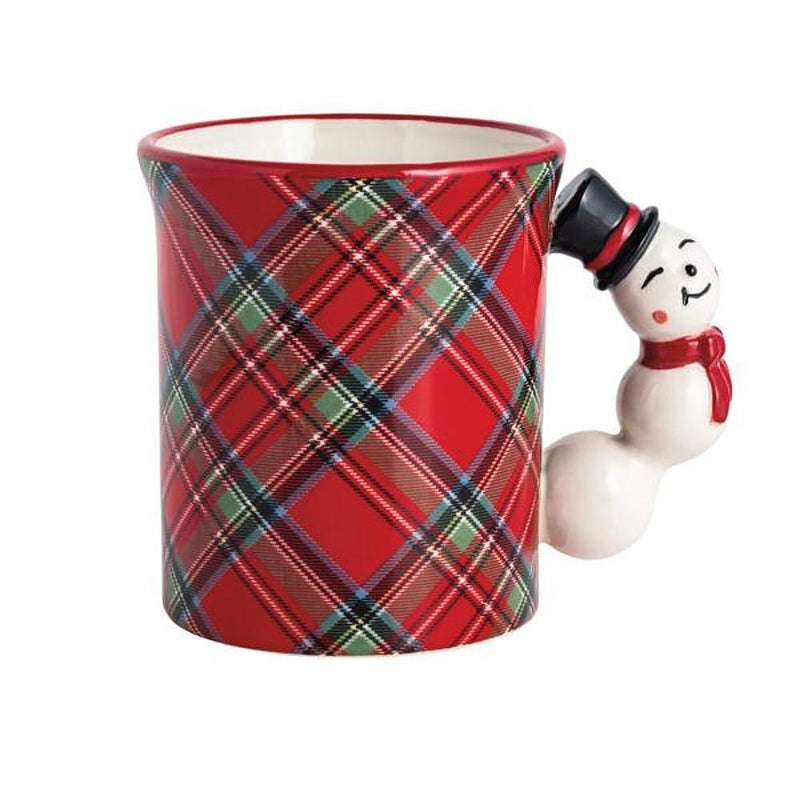 Snowman Tartan Handle Mug