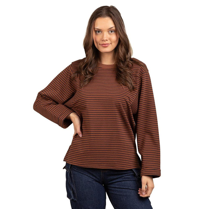 Women's Chocolate Striped Casual Top