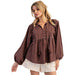 Women's Brownie Tie Front Pattern Blouse