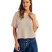 Women's Sand Boxy Short Sleeve Sweater