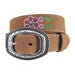 Girl's Embroidered Floral Leather Belt
