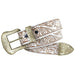 Women's Off White Floral Embossed Leather Belt