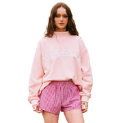 Women's Baby Pink Blessed Embroidered Sweatshirt
