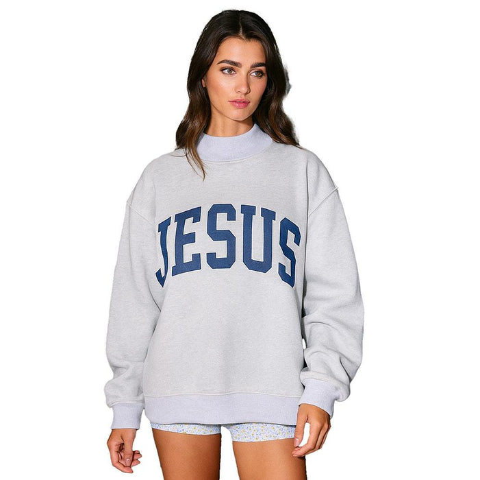 Women's Grey & Navy Reversible Jesus & God Is Good Sweatshirt
