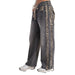 Women's Washed Black with Leopard Print Pants