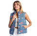 Women's Denim Floral Denim Zip Up Vest