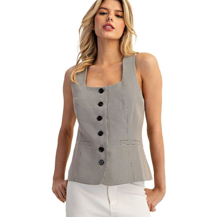 Women's Classic Brown Houndstooth Vest
