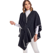 Women's Hayword Black Blanket Stitch Poncho