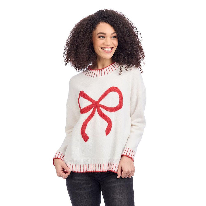 Women's White Wilder Bow Sweater
