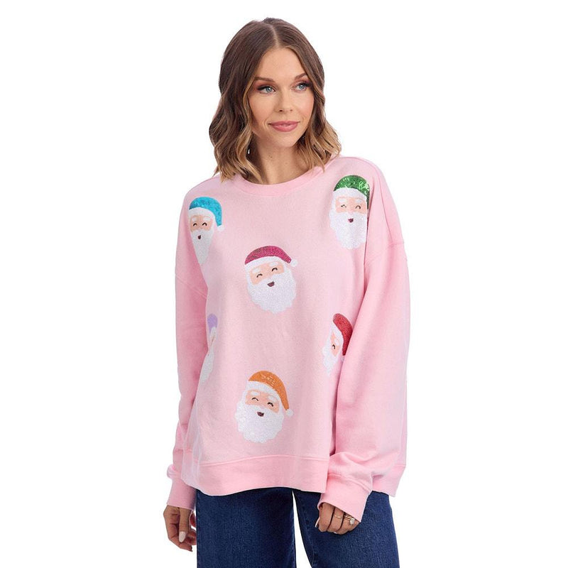 Women's Blush Santa Sparkle Sweatshirt