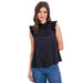 Women's Townes Black Ruffle Sleeve Top