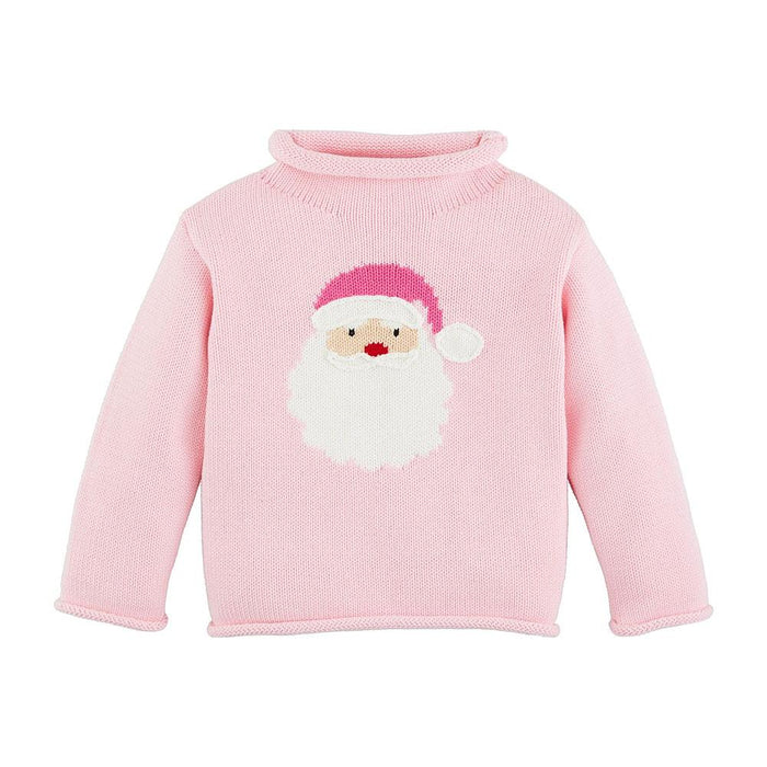 Girl's Pink Santa Roll Neck Sweater