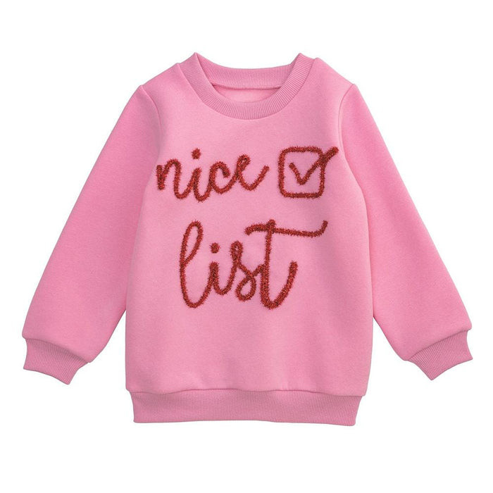 Girls Pink Nice List Sweatshirt