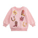 Girl's Pink Western Sequin Sweatshirt