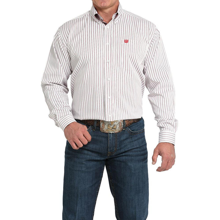 Men's White & Red Stripe Shirt