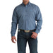 Men's Blue Diamond Print Long Sleeve Button Shirt