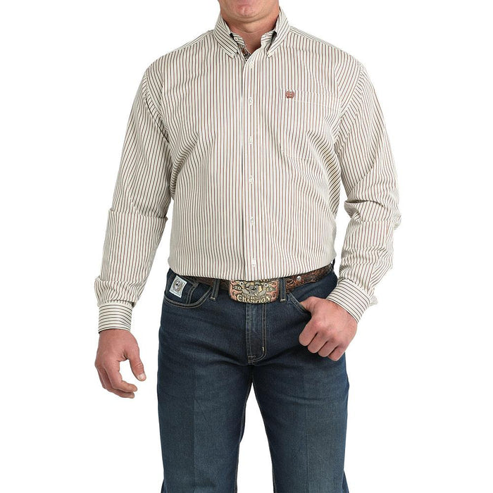 Men's Cream Stripe Long Sleeve Shirt