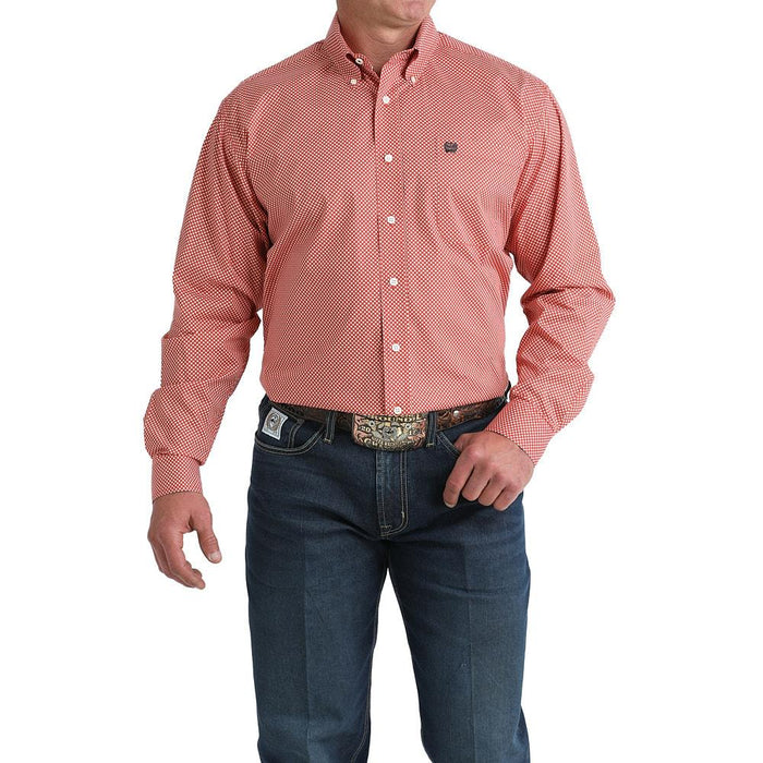 Men's Red Print Long Sleeve Shirt