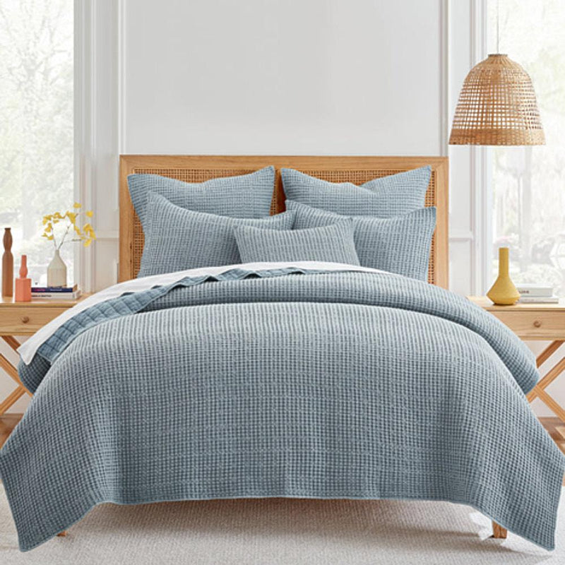 Soft Cotton Chambray Waffle Weave Quilt Set