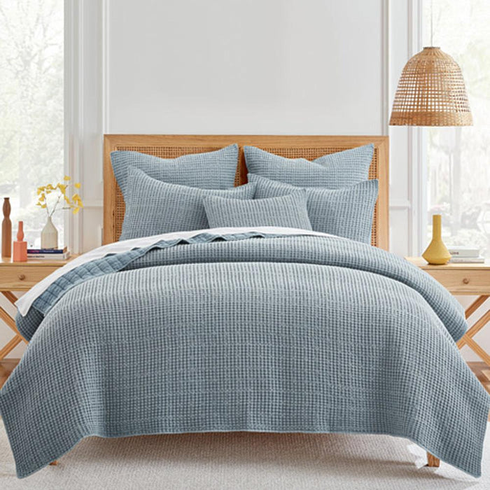 Soft Cotton Chambray Waffle Weave Quilt Set