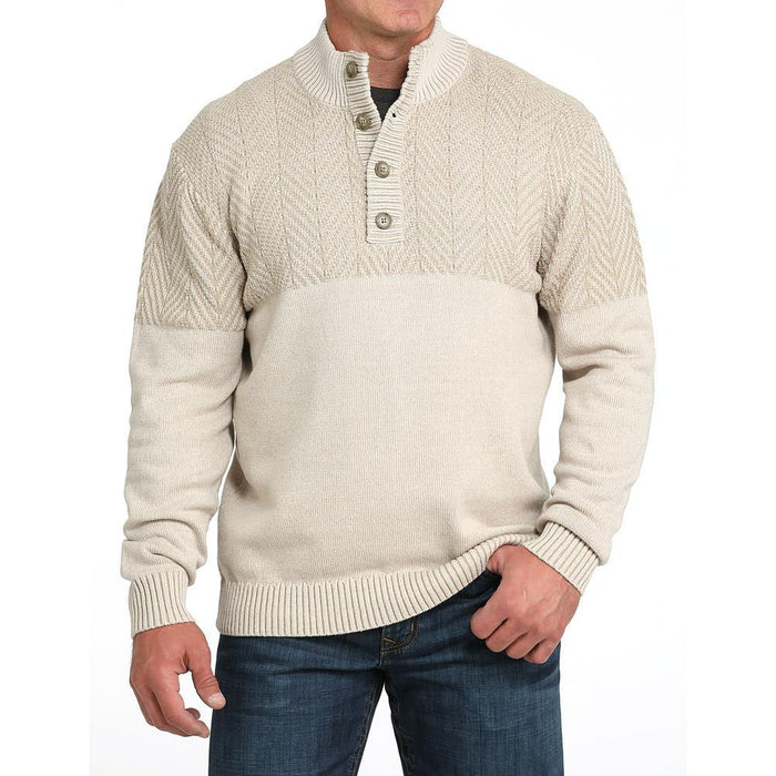 Men's Cream Button Sweater