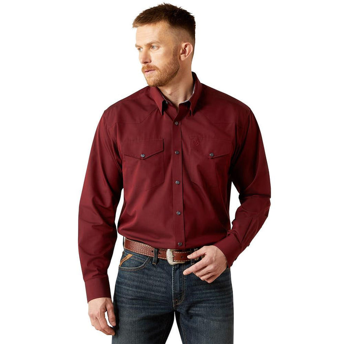Men's Wrinkle Free Burgundy Oxford Classic Fit Shirt