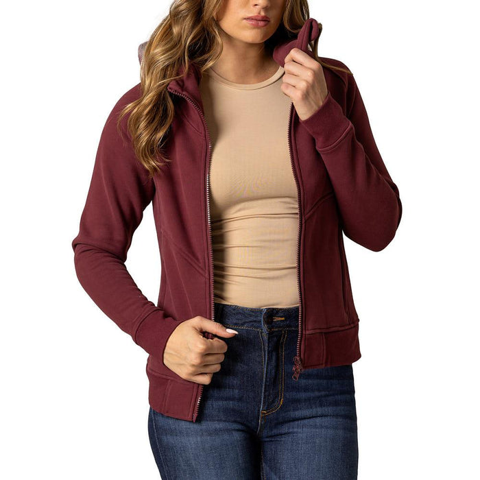 Women's Maroon Emma Zip Front