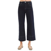 Women's Dark Tummy Control Crop Wide Jeans