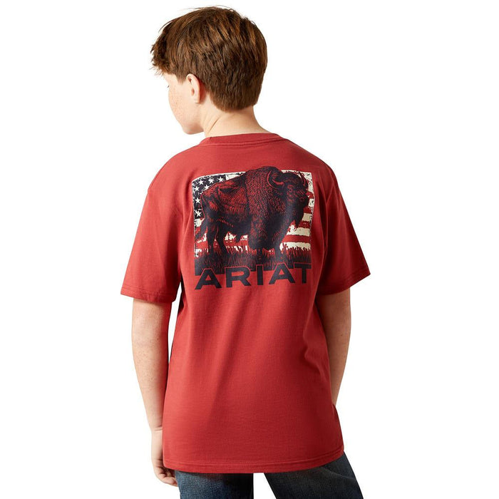 Boys Buffalo Flag Brick Red Tee Shirt