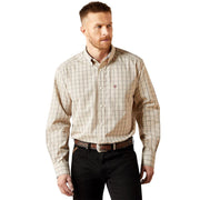 Men's Wrinkle Free Alam Cream Plaid Shirt